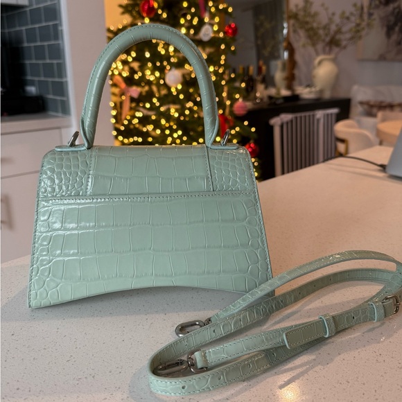 Balenciaga Hourglass Small | Light Green Croc Leather - Picture 2 of 6